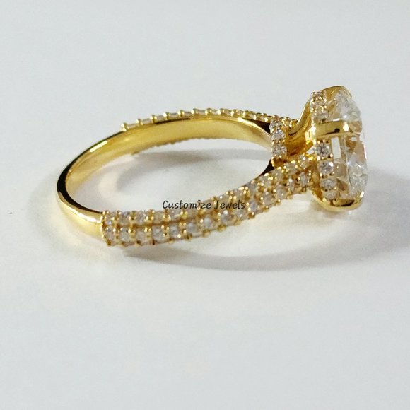 IGI 3.70 CT Round Lab Created Diamond Engagement Ring In 14k Gold,G-VS1,Ex - Picture 3 of 10
